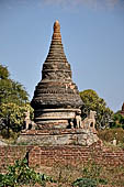 The cluster of red brick temples, named Khay-min-gha on the map on the North plain of Bagan. Myanmar. 